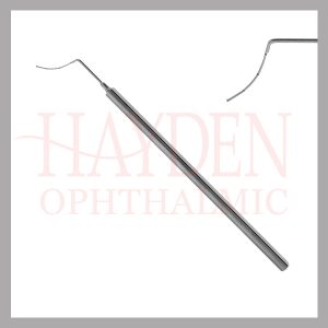 Helveston Scleral Ruler Single Marking Tooth on tip, 15mm long ruler, 1mm markings with notches in 5mm increments, angledvaulted 16mm fr